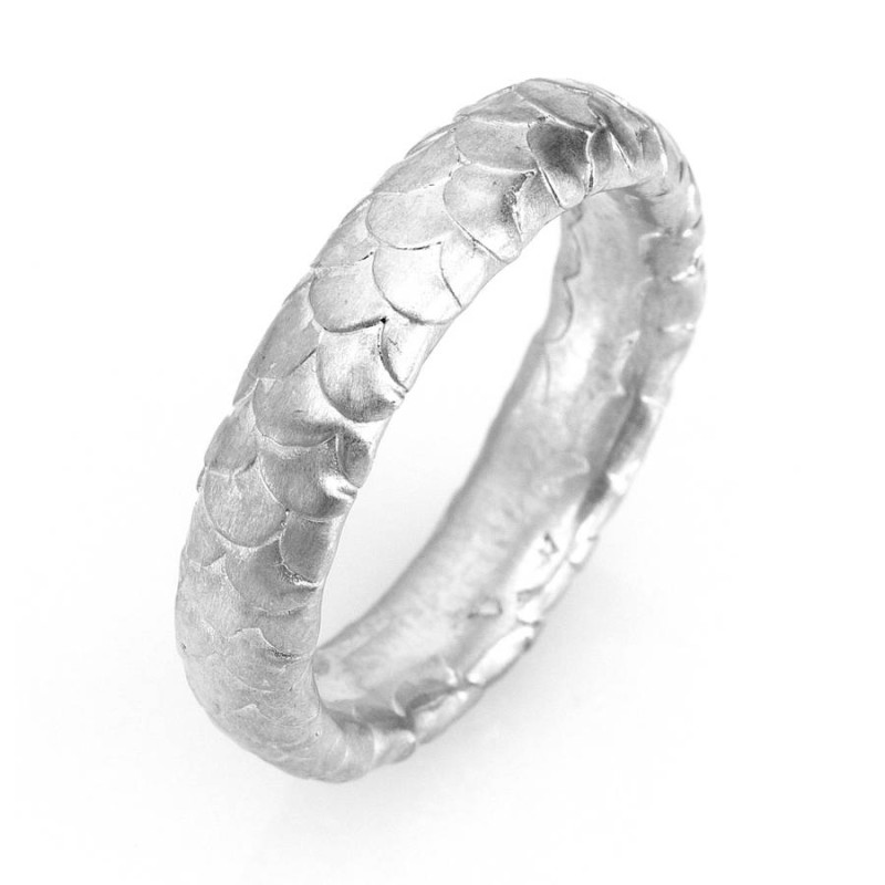 Gents fish scale pattern wedding ring product image