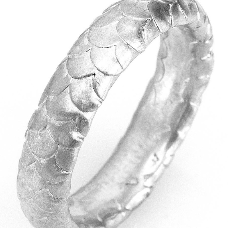 Gents fish scale pattern wedding ring product image