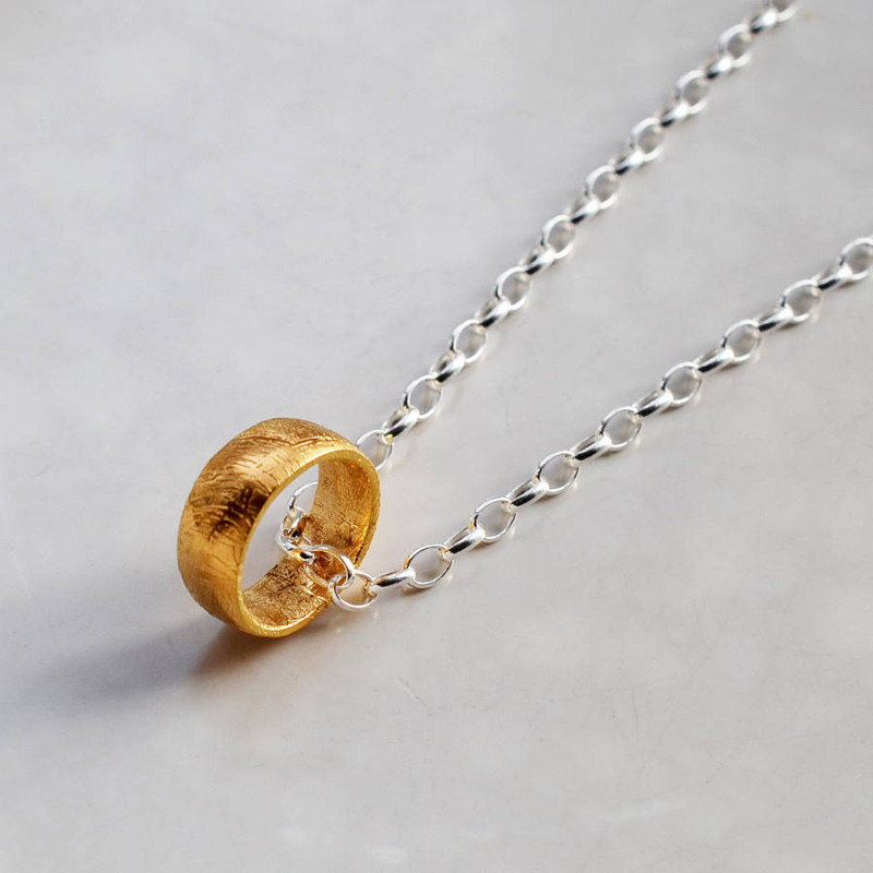 Gold Plated Meteorite Ring Necklace Gold plated meteorite ring necklace
