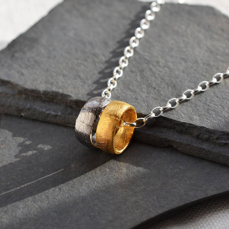 Gold Plated Meteorite Ring Necklace Gold plated meteorite ring necklace