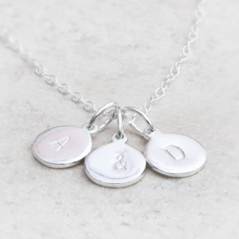Hand Stamped Silver Personalised Charm Necklace Hand Stamped Silver Personalised Charm Necklace