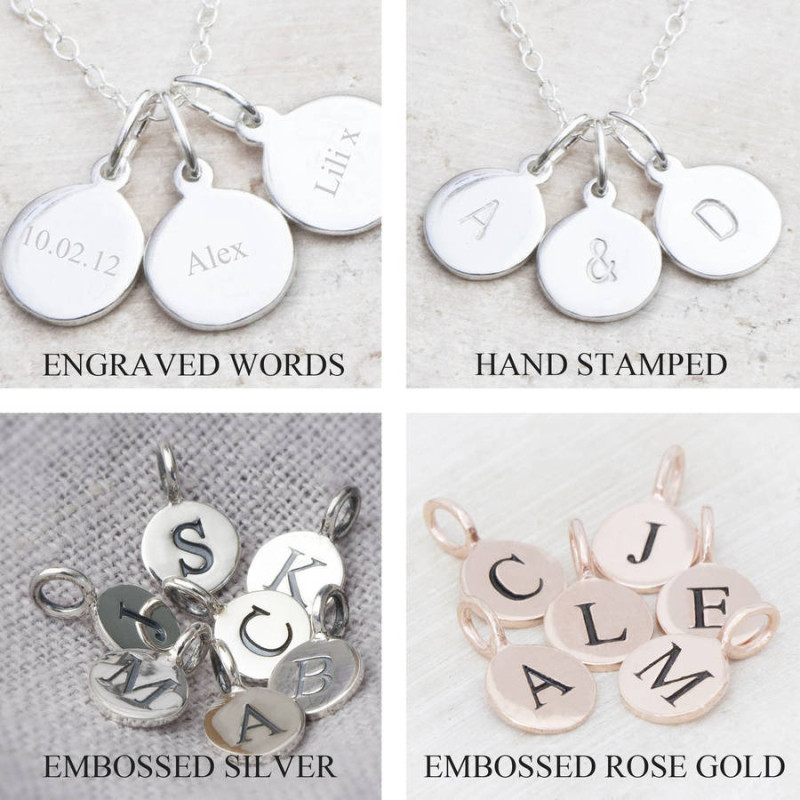 Hand-stamped personalised charm necklace