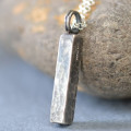 Handmade Blacksmith's hammered block necklace in sterling silver