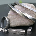 Handmade Blacksmith's hammered block necklace in sterling silver