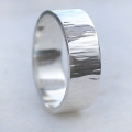 Hammered Tree Bark Finish Band Ring Hammered band ring with tree bark finish
