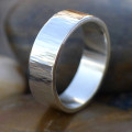 Hammered Tree Bark Finish Band Ring Hammered band ring with tree bark finish