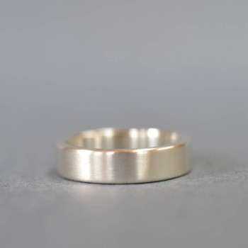 Handmade Satin Silver Rectangular Wedding Ring Handmade Satin Silver Rectangular Wedding Ring