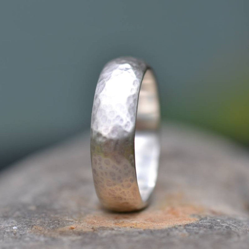 Handmade Lightly Hammered Silver Wedding Ring Handmade lightly hammered silver wedding ring