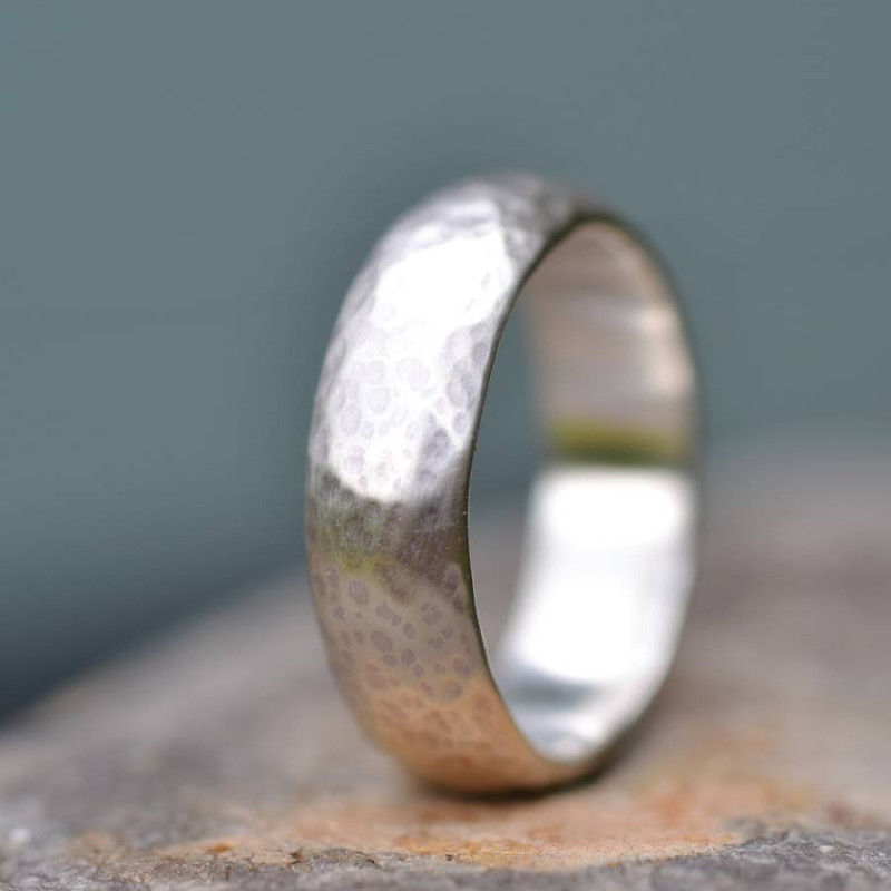 Handmade Lightly Hammered Silver Wedding Ring Handmade lightly hammered silver wedding ring product image