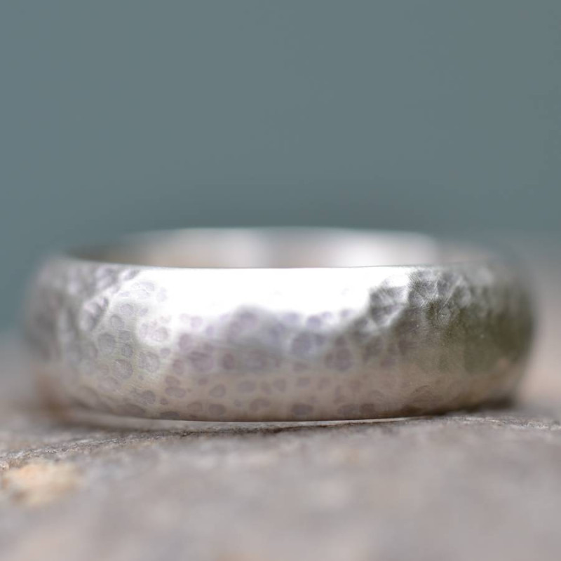 Handmade Lightly Hammered Silver Wedding Ring Handmade lightly hammered silver wedding ring product image