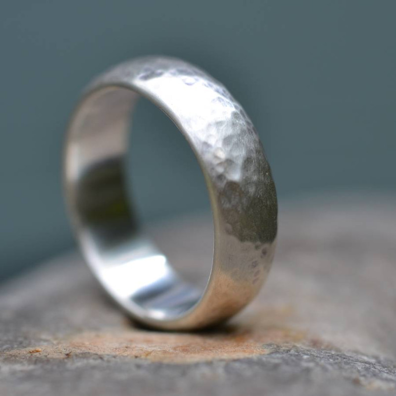 Handmade Lightly Hammered Silver Wedding Ring Handmade lightly hammered silver wedding ring product image