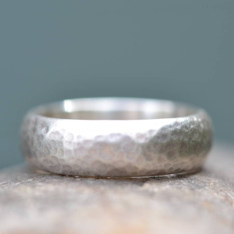 Handmade Lightly Hammered Silver Wedding Ring Handmade lightly hammered silver wedding ring product image