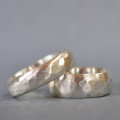 Handmade silver wedding ring with hammered finish