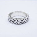 Herringbone Brick Silver Ring product view
