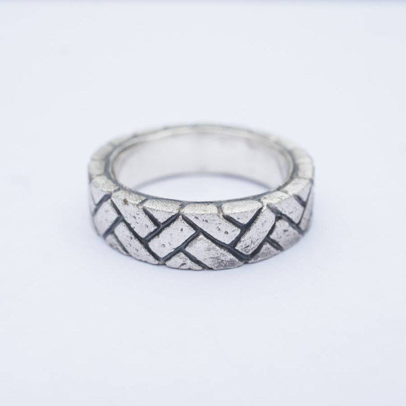 Herringbone Brick Silver Ring product view
