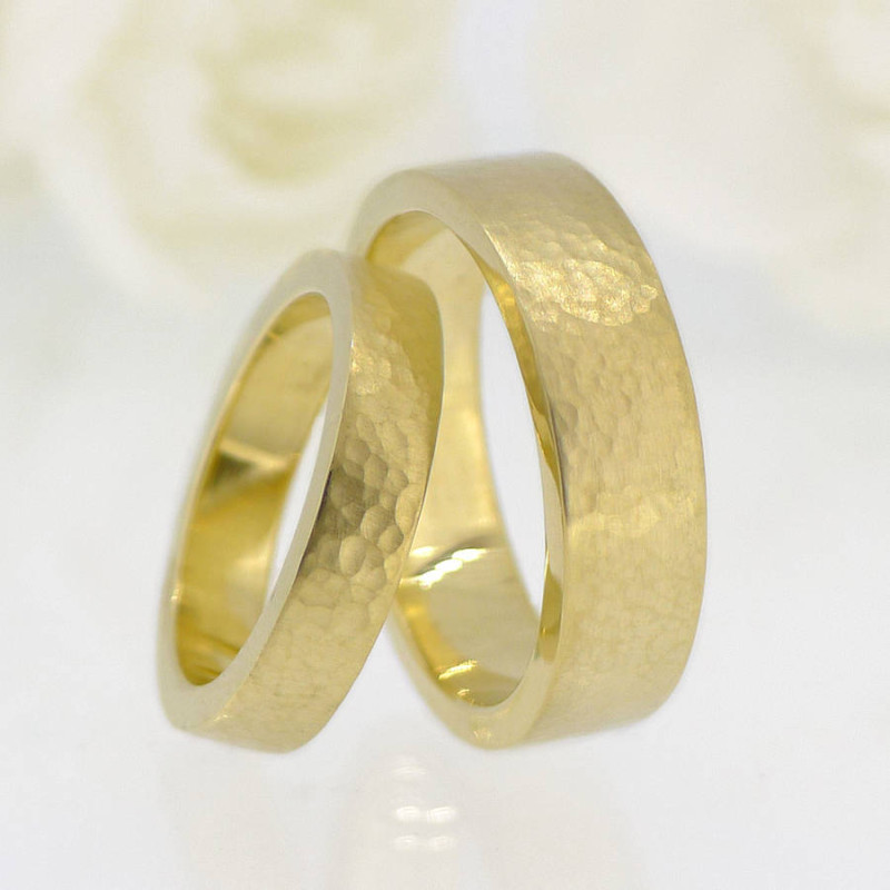 His And Hers Hammered Wedding Ring Set His and hers hammered wedding ring set