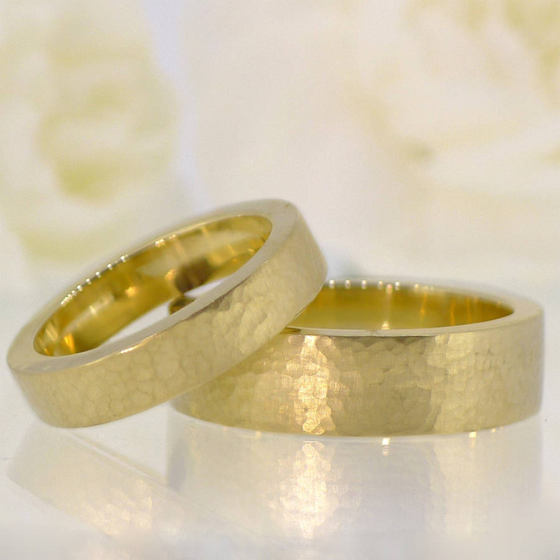 His And Hers Hammered Wedding Ring Set His and hers hammered wedding ring set