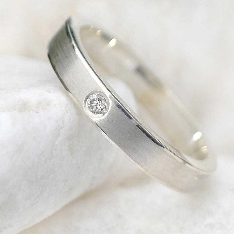 His and hers silver wedding rings product view