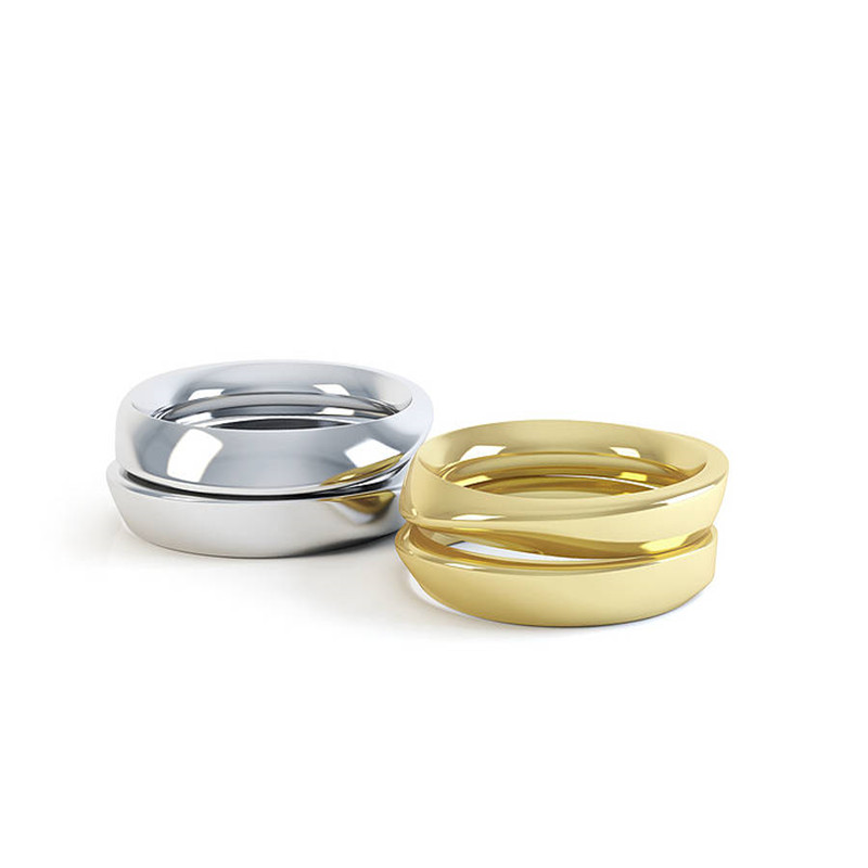 Eternal Twist Ring shown in white and yellow gold colour finishes