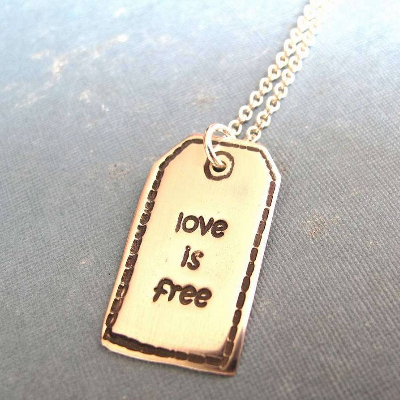 Love Is Free Fine Silver Label Fine silver designer label with Love Is Free wording