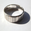 Men's silver barcode oxidized ring product view