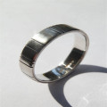 Men's silver barcode oxidized ring product view