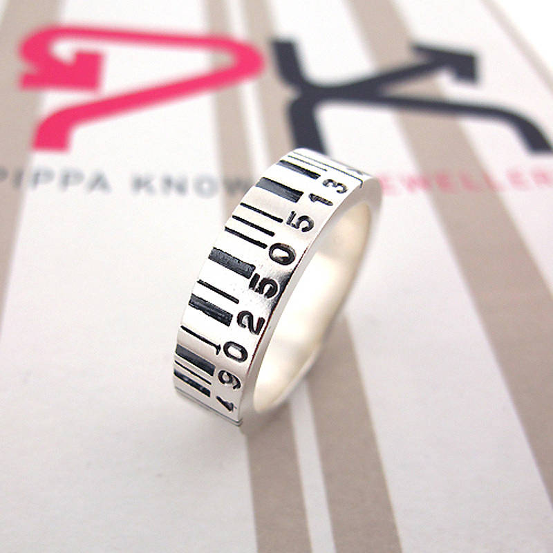 Medium Silver Barcode Ring product image