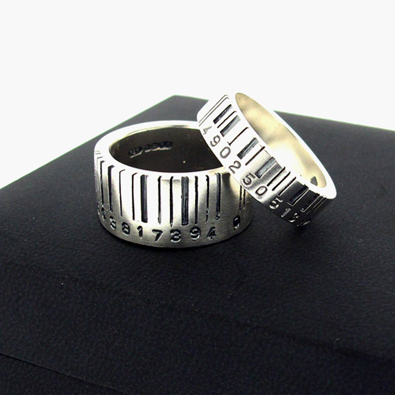 Medium Silver Barcode Ring gallery image
