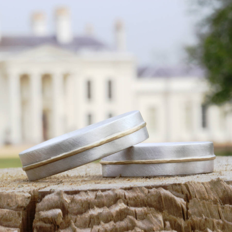 Medium sterling silver ring with 18ct gold detail