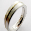 Medium sterling silver ring with 18ct gold detail