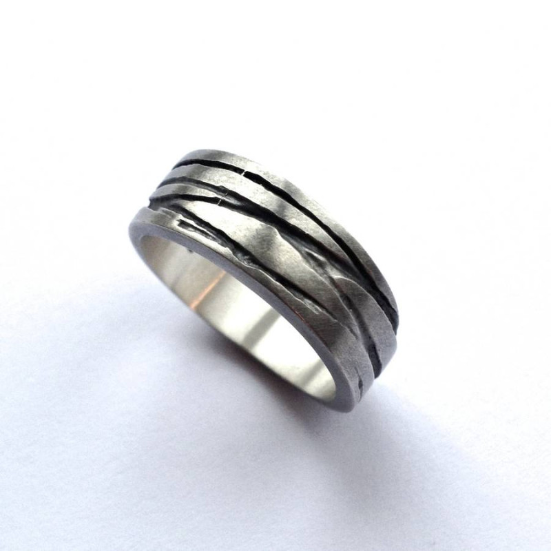 Silver Texture Bound Ring with textured detail