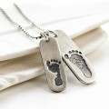 Men's Double Footprint Tag Necklace Men's double footprint tag necklace with two pendants