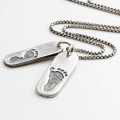 Men's Double Footprint Tag Necklace Men's double footprint tag necklace with two pendants