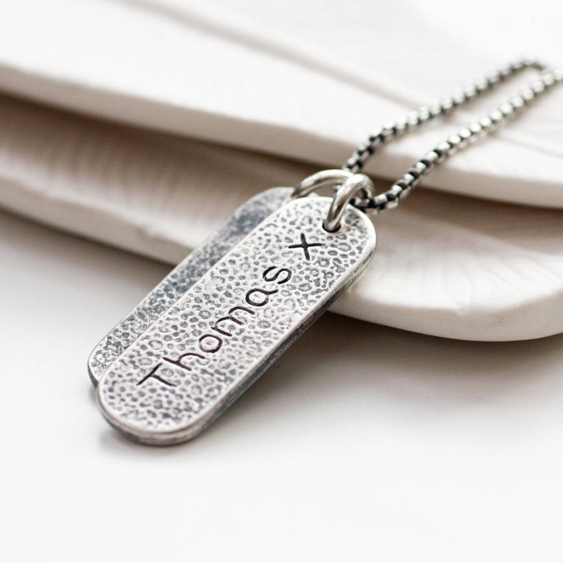 Men's Footprint Trio Tag Necklace - Gallery Image 3 Men's Footprint Trio Tag Necklace