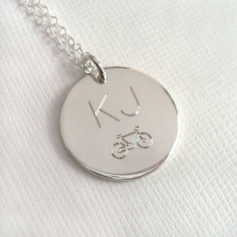 Men's Engraved Monogram Bike Necklace Men's engraved monogram bike necklace
