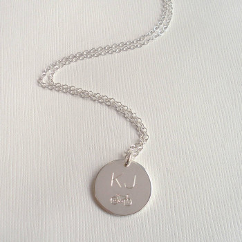 Mens Engraved Monogram Bike Necklace Mens Engraved Monogram Bike Necklace