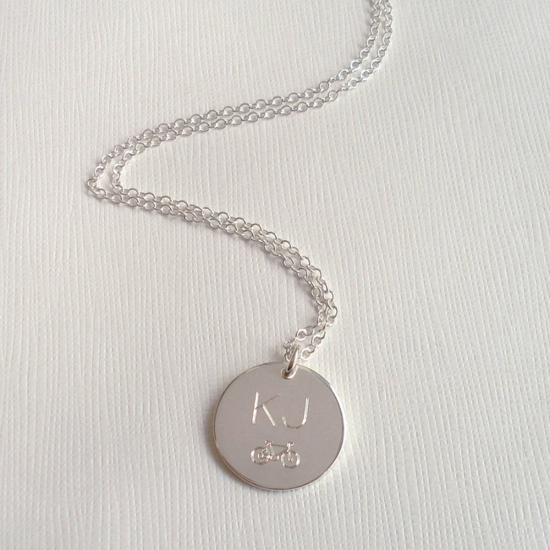 Men's Engraved Monogram Bike Necklace Men's engraved monogram bike necklace