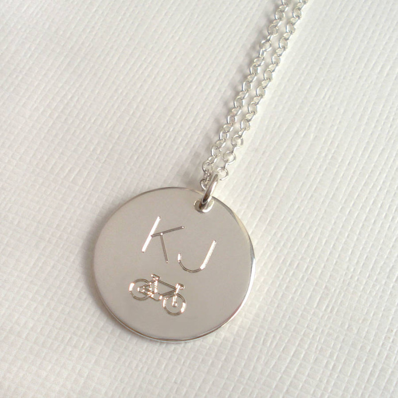Men's Engraved Monogram Bike Necklace Men's engraved monogram bike necklace