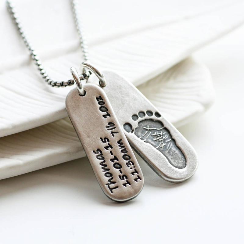 Men's Personalised Footprint Tag Necklace Men's personalised footprint tag necklace