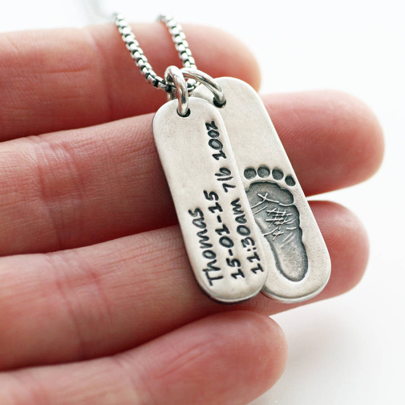 Men's Personalised Footprint Tag Necklace Men's personalised footprint tag necklace