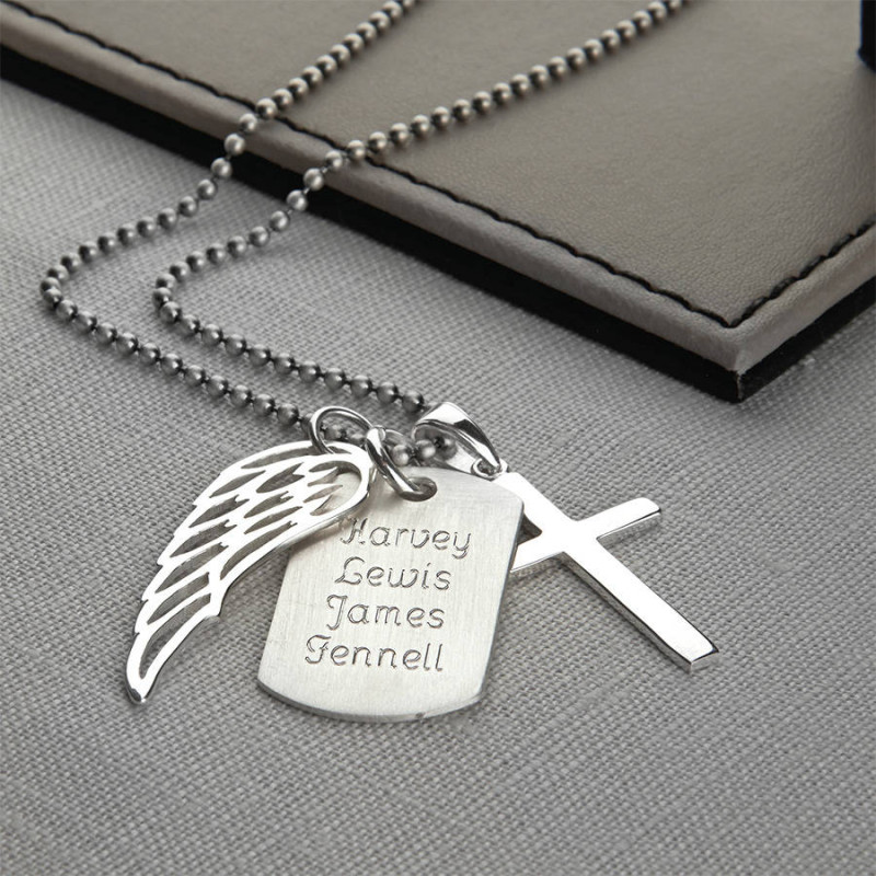 Personalised Sterling Silver Karma dog tag necklace