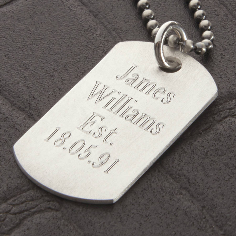 Personalised Sterling Silver Karma dog tag necklace