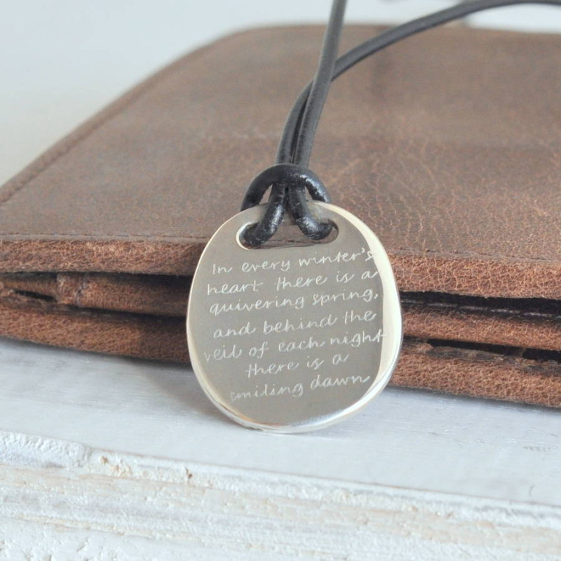 Men's sterling silver quote necklace
