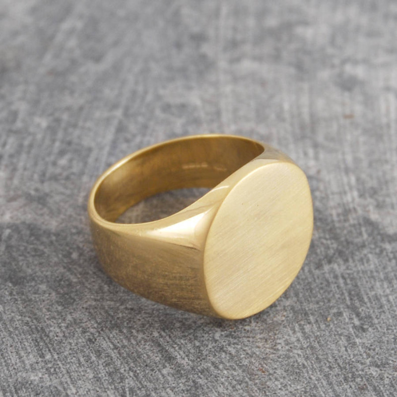 Men's solid silver circular signet ring