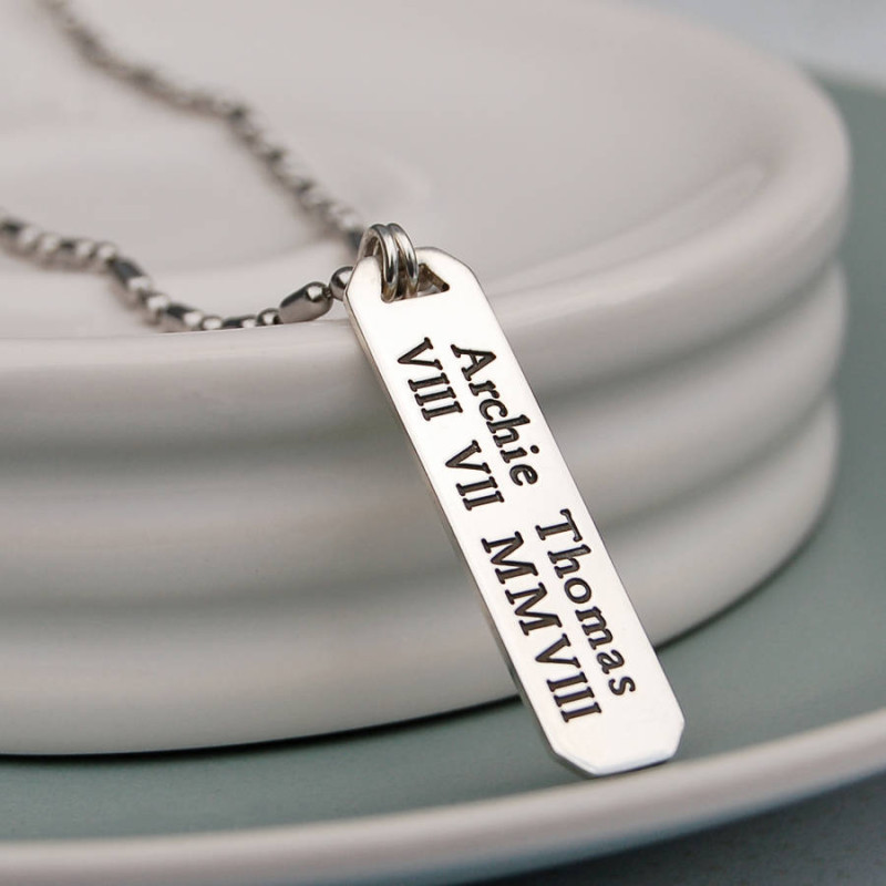 Men's personalised vertical bar necklace product image