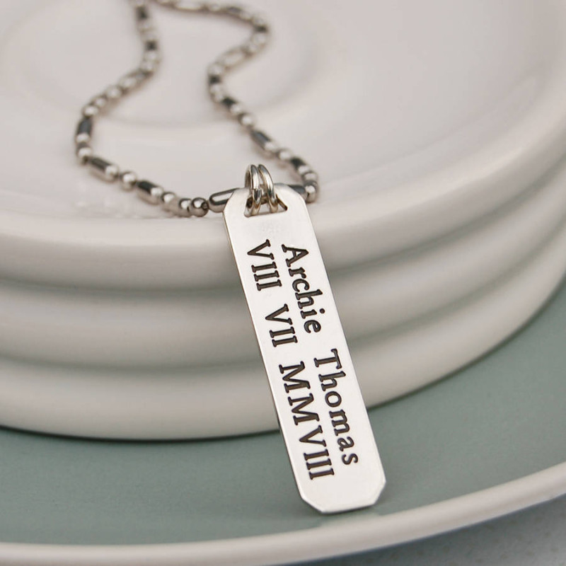 Men's personalised vertical bar necklace product image
