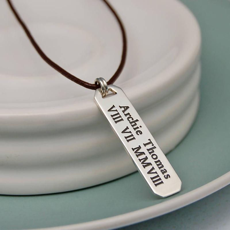 Men's personalised vertical bar necklace product image