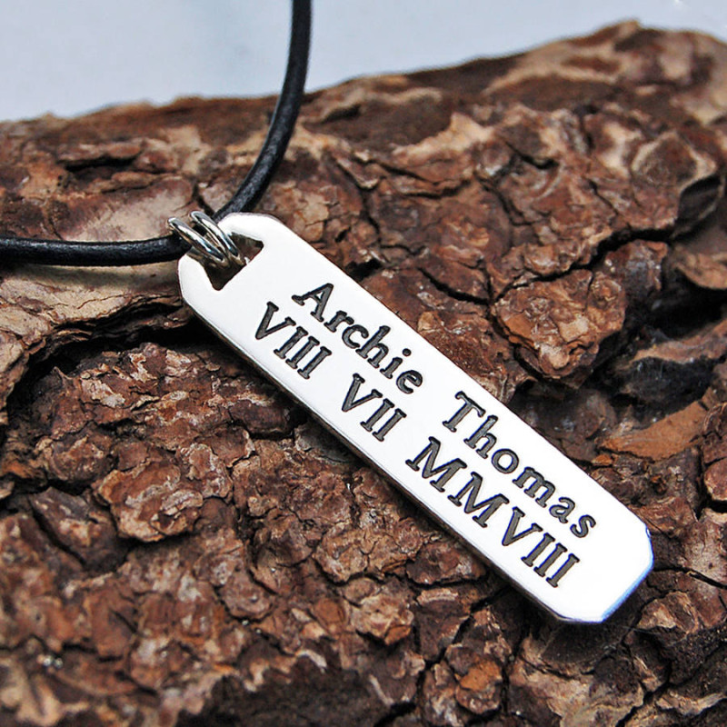 Men's personalised vertical bar necklace product image