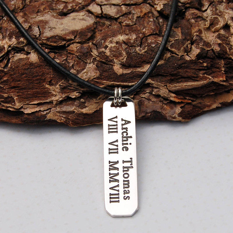 Men's personalised vertical bar necklace product image