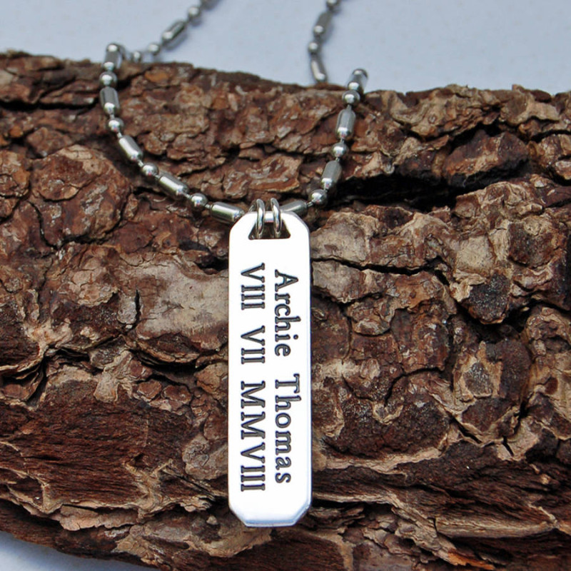 Men's personalised vertical bar necklace product image